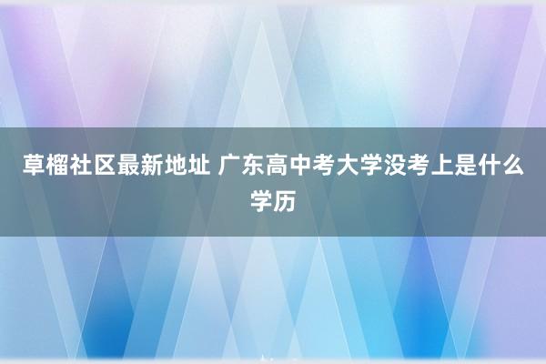 草榴社区最新地址 广东高中考大学没考上是什么学历