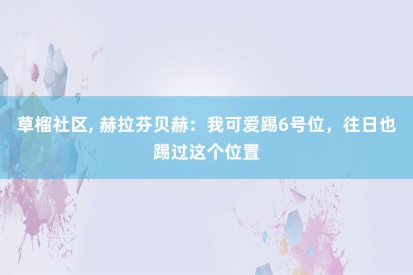 草榴社区， 赫拉芬贝赫：我可爱踢6号位，往日也踢过这个位置