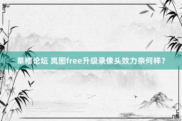 草榴论坛 岚图free升级录像头效力奈何样？