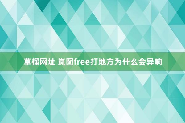 草榴网址 岚图free打地方为什么会异响