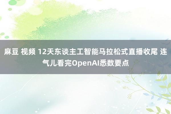 麻豆 视频 12天东谈主工智能马拉松式直播收尾 连气儿看完OpenAI悉数要点